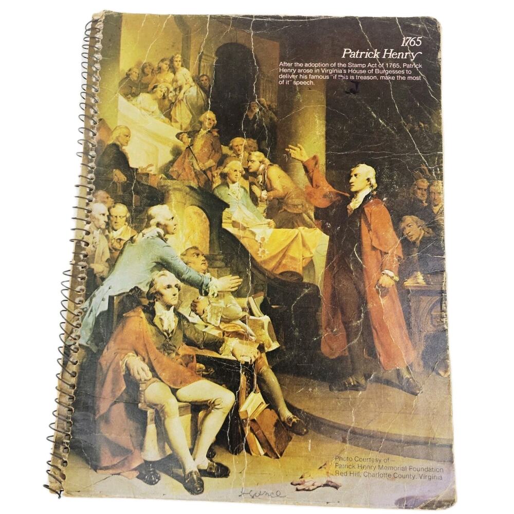 Vintage 1970's US History Theme Notebook By The Spiral Patrick Henry Painting